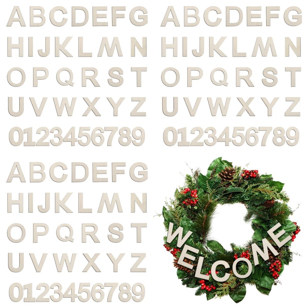 108 Pcs Letters Numbers Wooden, 4 Inches A to Z Alphabet Letters, Three Sets, Numbers Wood 0 to 9, Decoration Party, Decor Home, Projects Classroom DIY Craft Great for