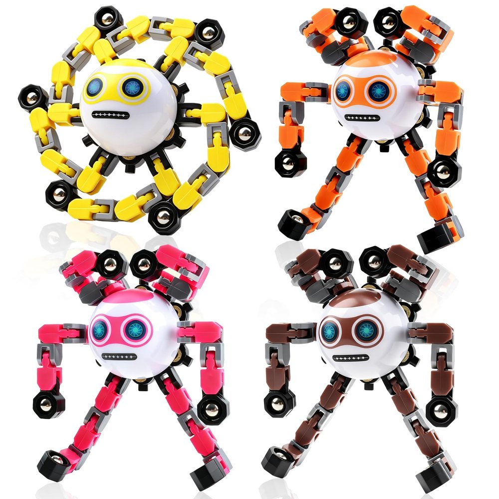 ASIOWELY 4 PCS Travel Toys Transformable Fidget Spinners Toys for Kids and Adults Sensory Toy for Boys Teens Stress Relief Autism ADHD Cool Road Trip Travel Essential Birthdays Gifts for Party Favors
