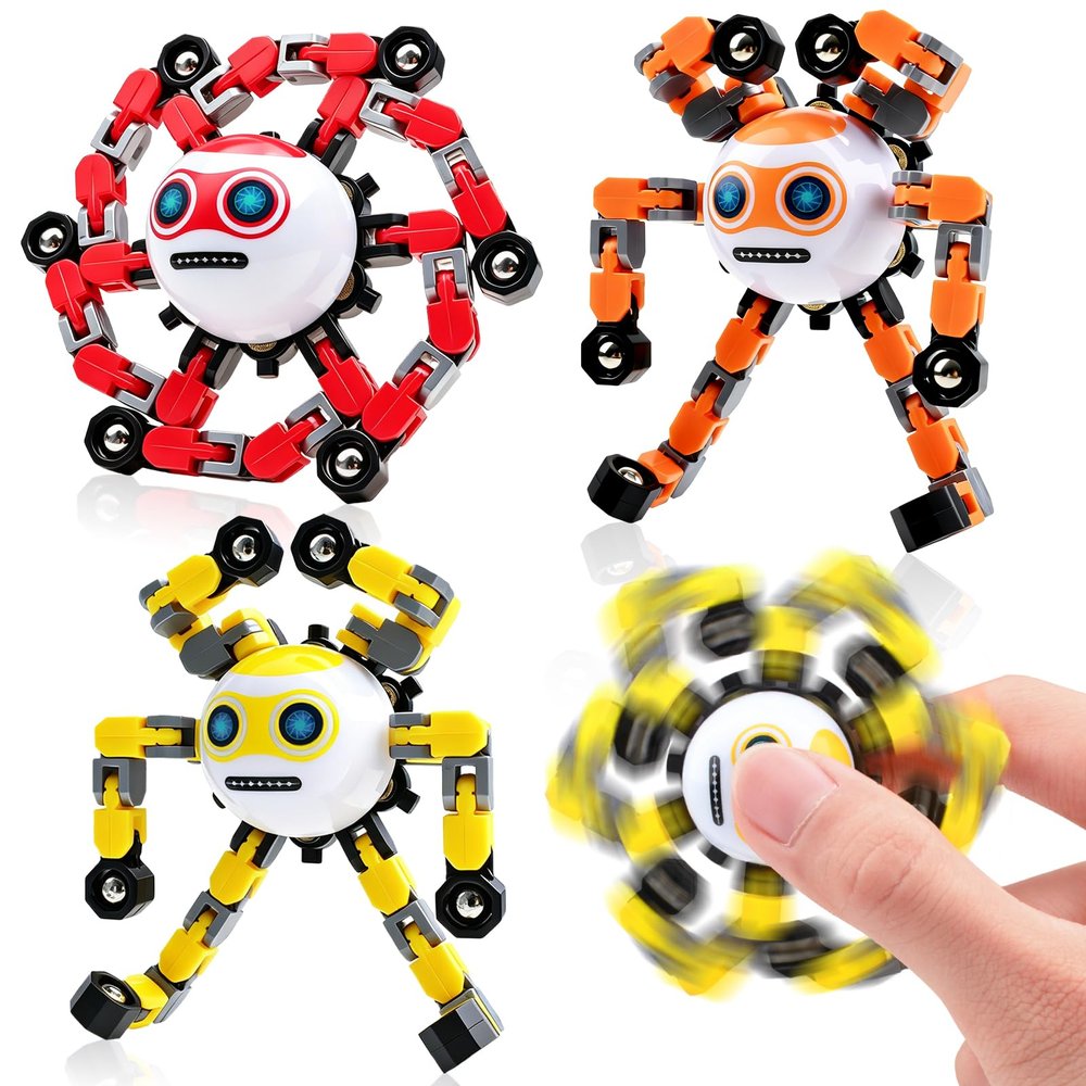 ASIOWELY 3 PCS Travel Toys Transformable Fidget Spinners Toys for Kids and Adults Sensory Toy for Boys Teens Stress Relief Autism ADHD Cool Road Trip Travel Essential Birthdays Gifts for Party Favors