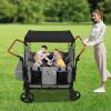Wagon Stroller for 4 Kids, Foldable Kids Wagon Cart Featuring All-Terrain Wagon Cart with Removable Canopy, 5-Point Harness & Storage Organizer for Garden Beach Camping view 2