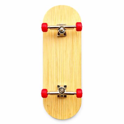 Professional 6-Layer Bamboo Fingerboard Mini Skateboard Complete100x33mm Deck +Axle Washers 34mm Silvery Trucks | Old School 20th Anniversary Edition Red Wheels