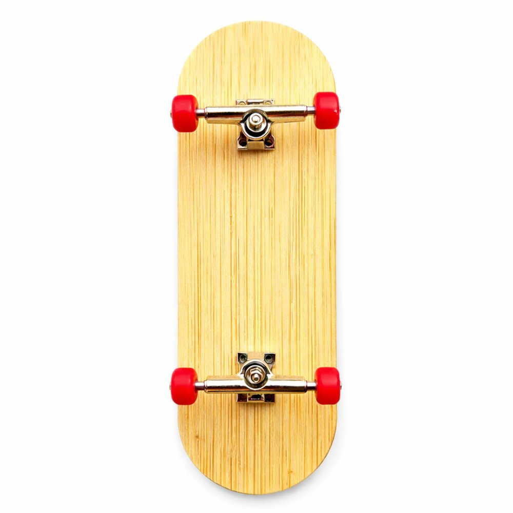 Professional 6-Layer Bamboo Fingerboard Mini Skateboard Complete100x33mm Deck +Axle Washers 34mm Silvery Trucks | Old School 20th Anniversary Edition Red Wheels