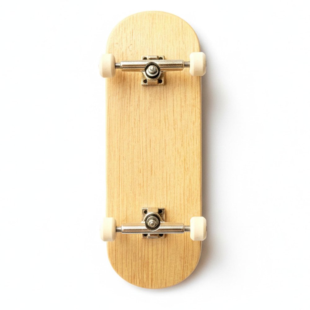 Professional Handmade Bamboo Fingerboard - 33mm 6-Ply Wooden Deck, 20th Anniversary Edition Vintage Mini Skateboard, Pro 34mm Silver Trucks & Beige II Bearing Wheels