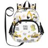 Cartoon Dinosaur Excavator White Print Toddler Harness Backpack for Boys Girls 3-6 Years Kids Backpack with Anti Lost Safety Leash Child Leash Backpack for Travel Preschool Walking view 1