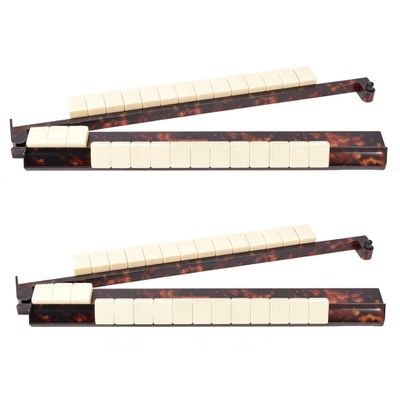 Tortoise Shell Acrylic Mahjong Rack Set, Mahjong Racks with Pushers, Majiang Tile Holder Acrylic Mahjong Racks Accessories (2pcs)