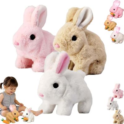 Lkdgii Rabbits Toy Moves Ears and Mouth My Realistic Bunny Toy with Sounds and Movements for Birthday Easter Gifts (3PCS A)