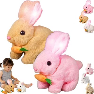 Lkdgii Rabbits Toy Moves Ears and Mouth My Realistic Bunny Toy with Sounds and Movements for Birthday Easter Gifts (2PCS D)