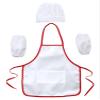 Moily Toddler Kids Chef Apron And Hat with Overseeleves 3 Pcs Children Cooking Baking Set White 7-8 Years view 4