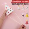Aeaocvo 12 PCS Birthday Party Hats, Cone Hat with Glitter Pompoms, Cone Paper Hat Adults, Paper Party Headwear for Celebration(A) view 4
