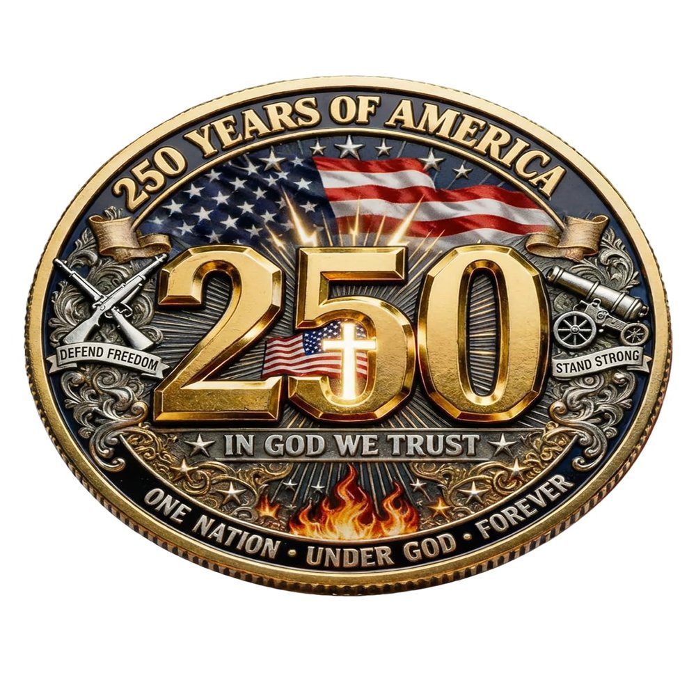 1776-2026 America 250th Anniversary Commemorative Challenge Coin, Patriotic Semiquincentennial Souvenir Medallion, Gold Plated Religious Collectible Gift for Veterans (1PCS)