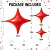 12PCS Red Star Balloons, 26/18/10 Inch Star Foil Balloons, Metallic Red Four Pointed Stars Balloon for Graduation Birthday Baby Shower Halloween Wedding Anniversary New Year Party Decorations view 2