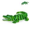 3D Printed Articulated Crocodile - Opening Mouth and Glass Eyes - Flexible Joint Animal Models - Surprise Gifts for Fidget Enthusiasts - Green view 1