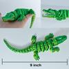 3D Printed Articulated Crocodile - Opening Mouth and Glass Eyes - Flexible Joint Animal Models - Surprise Gifts for Fidget Enthusiasts - Green view 2