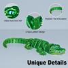 3D Printed Articulated Crocodile - Opening Mouth and Glass Eyes - Flexible Joint Animal Models - Surprise Gifts for Fidget Enthusiasts - Green view 3