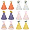 Aeaocvo 12 PCS Birthday Party Hats, Cone Hat with Glitter Pompoms, Cone Paper Hat Adults, Paper Party Headwear for Celebration(B) view 1
