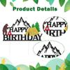 Camping Themed Happy Birthday Cake Topper Black Glitter Mountain Adventure Cake Decor for Birthdays Anniversaries Outdoor Parties Decoration Supplies view 3