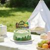 Camping Themed Happy Birthday Cake Topper Black Glitter Mountain Adventure Cake Decor for Birthdays Anniversaries Outdoor Parties Decoration Supplies view 4