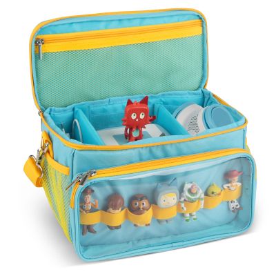 Carrying Case for Tonies Storage, Case for Tonie Box 1/2 Organizer Holder for Tonie Figures, Headphones and Charging Station, Portable Storage Bag with Shoulder Strap and Handle Bar (Light Blue)
