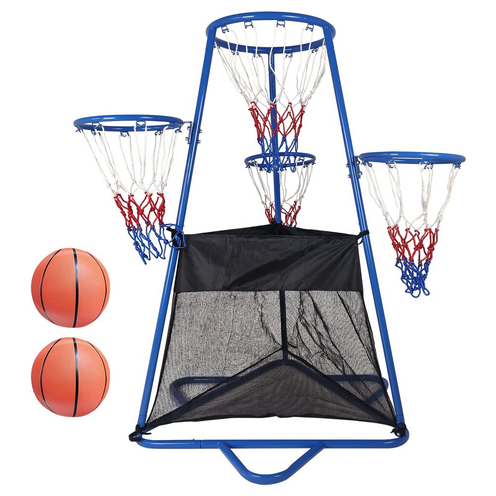 Activejoy- 4 Hoop Basketball Set - Toddler Basketball Hoop Indoor - Outdoor Play Preschool - +3 Years Old Toy. Includes 2 Balls and air Pump
