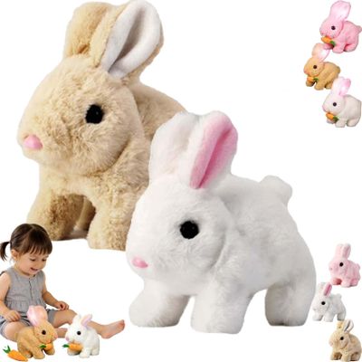 Lkdgii Rabbits Toy Moves Ears and Mouth My Realistic Bunny Toy with Sounds and Movements for Birthday Easter Gifts (2PCS B)