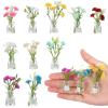10 Pcs Dollhouse Miniatures Flowers Plants, 1:12 Tiny Small Glow in The Dark Glass Vase Flowers Plant House Decor, Faux Flower Model Miniature Dollhouse Accessories for Tiny Houses view 1
