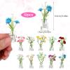10 Pcs Dollhouse Miniatures Flowers Plants, 1:12 Tiny Small Glow in The Dark Glass Vase Flowers Plant House Decor, Faux Flower Model Miniature Dollhouse Accessories for Tiny Houses view 2