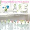 10 Pcs Dollhouse Miniatures Flowers Plants, 1:12 Tiny Small Glow in The Dark Glass Vase Flowers Plant House Decor, Faux Flower Model Miniature Dollhouse Accessories for Tiny Houses view 3