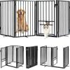 Metal Freestanding Dog Gate with Cat Door for Outdoor Indoor,80" Extra Wide Foldable Pet Fence,30" Tall Dog Gate for Large Opening,Stairs,Hallways,Doorways,Deck,Yard,with 3PCS Support(4 Panels,Black) view 1