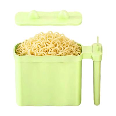 Instant Noodle Cup Holder - 19x15x5cm No-WashImmersion Cupwith Lid | Versatile Cat Ear Noodle Bowl With Drainage, Fork Storage And Handle For College Dorm Apartment Kitchen Kids