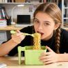 Instant Noodle Cup Holder - 19x15x5cm No-WashImmersion Cupwith Lid | Versatile Cat Ear Noodle Bowl With Drainage, Fork Storage And Handle For College Dorm Apartment Kitchen Kids view 4
