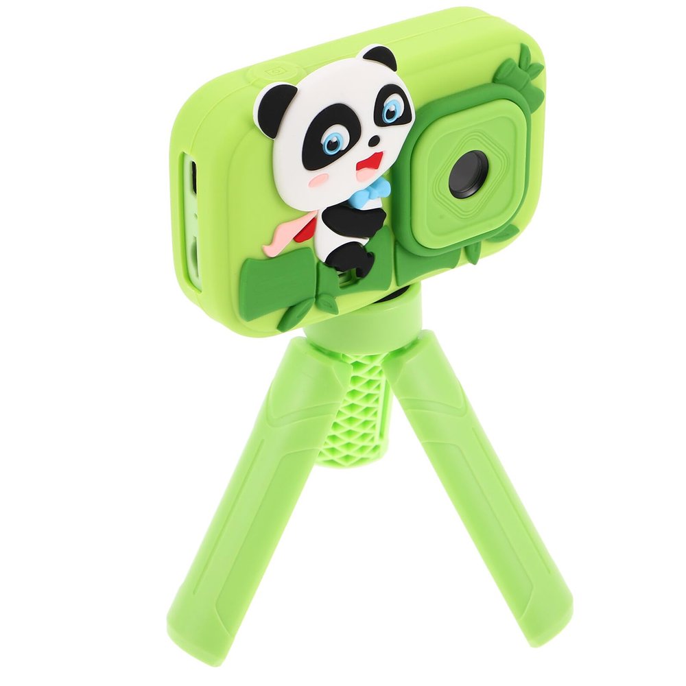 Abaodam Digital Camera with Dual Photo and Video Functions, 2.4-inch IPS Screen Portable Instant Camera, Green Animal Design Birthday
