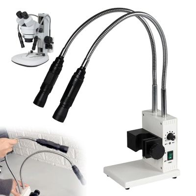 6000K Spotlight Microscope Light Source,Fiber Optic Microscope Illuminator,Adjustable Brightness/Aperture Size,Flexible Direction,for Stereo Zoom Microscopio Dual