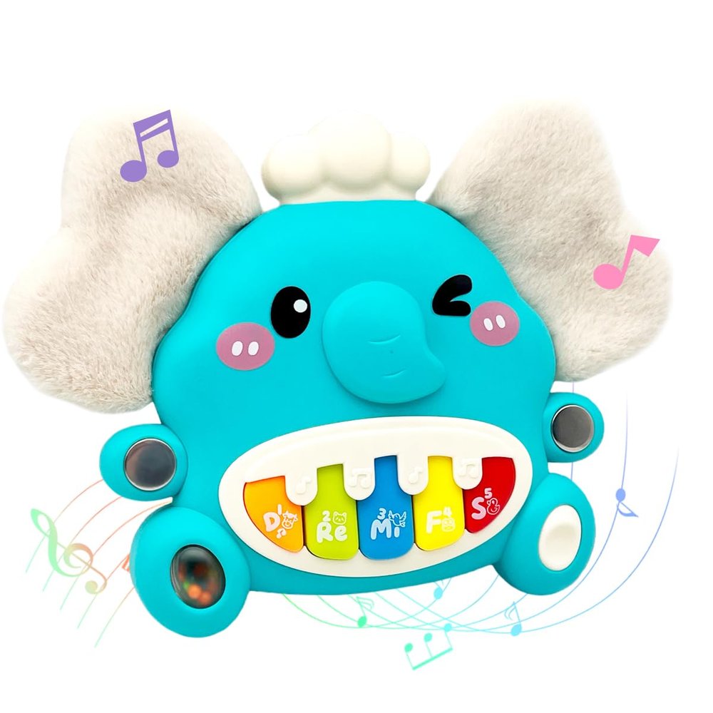 Cute Elephant Piano for Baby Musical Toys 18M+, Early Learning Light up Music Keyboard Infant Toy Perfect Christmas Birthday Gifts for Boy & Girl Age 2 3 Years Old (Blue-Elephant)