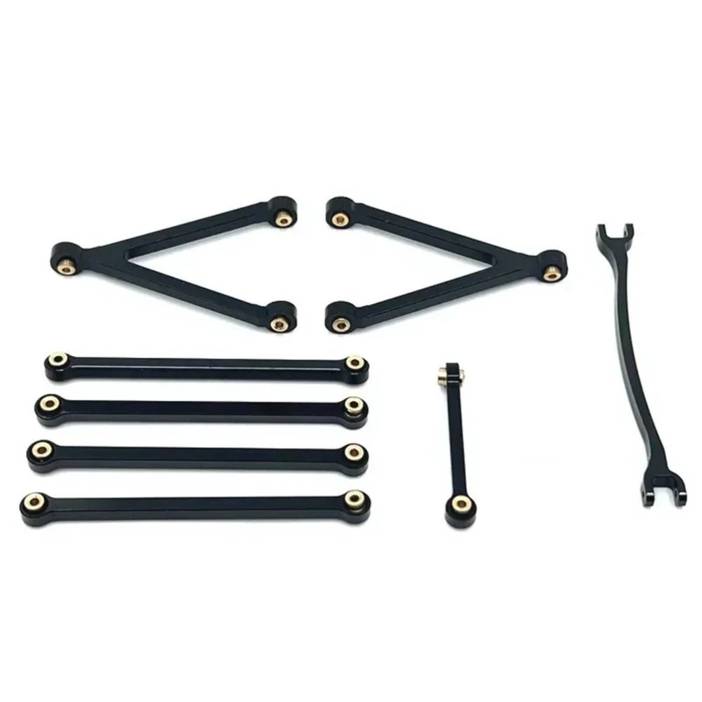 BOQEXSS for FMS FCX24M for Camel Cup 1/24 Metal Chassis Links Pull Rods and Steering Set RC Crawler Car Parts Accessories Rc Models Accessories(Black)