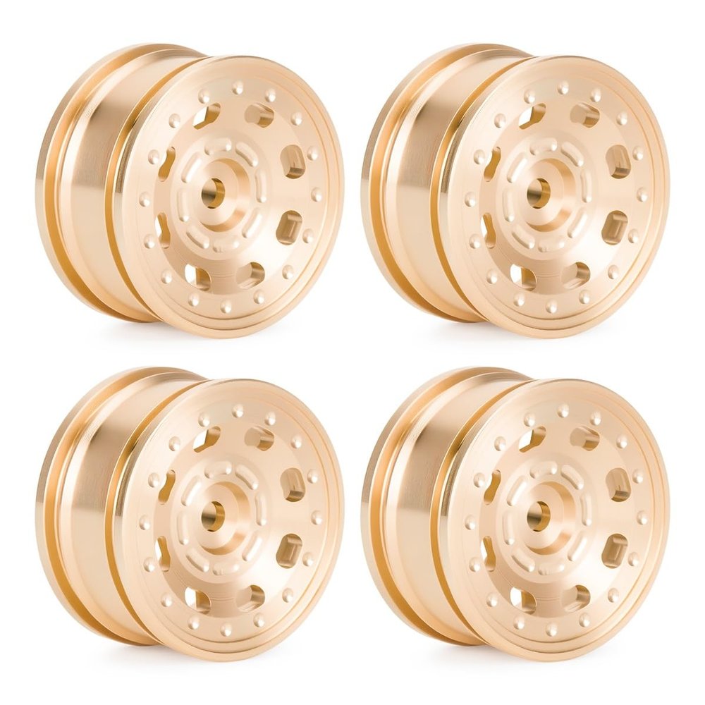 4PCS for 0.7 Inch Brass Wheels for Axial SCX30 Crawler Car Upgrade Rim Hub Compatible with for 1/30 Scale Ford Bronco 4X4(White)