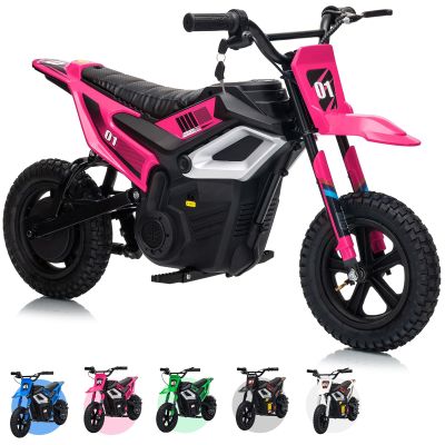 24V Kids Electric Dirt Bike, 350w Motorcycle with 10 MPH Max Speed & 12-Mile Range,Rear Wheel Suspension, Twist Grip Throttle, Rubber Tires