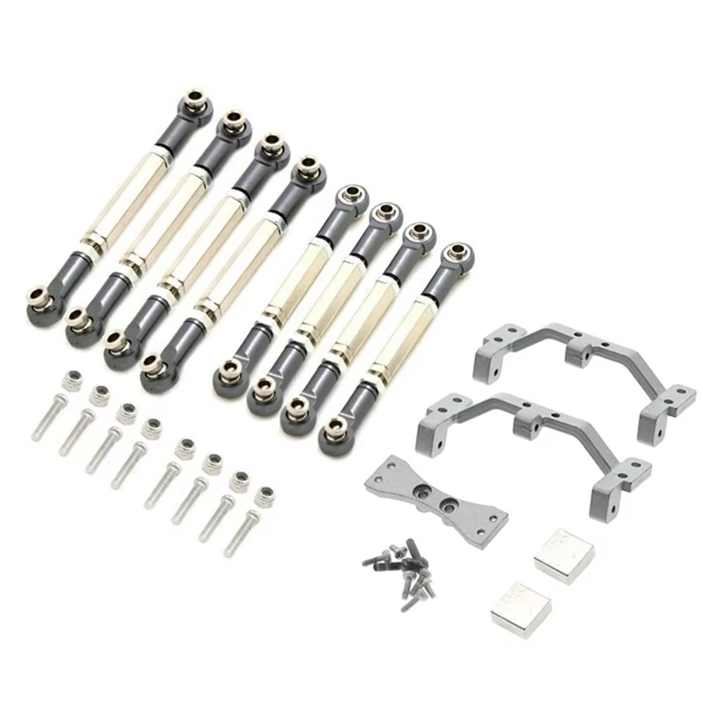AQWBTYD Compatible with MN D90 for MN-90 for MN99S 1/12 RC Car Upgrade Parts Metal Pull Rod Steering Link Rod Pull Rod Base Servo Bracket Set RC Car Part Accessories