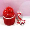 3D Printed Dragon, Articulated Baby Love Wybern Dragon in Cupcake Container, Pink and Red Baby Love Dragon, Fidget ADHD Autism Toy, Valentine's Gift, Executive Desk Toy - CCLDR003-WB-RED view 1