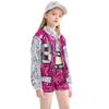 LOLANTA Hip hop Dance Outfits Girls Dancing Clothing Se Silver Sequin Jacket Shorts Sets Kids Stage Performances (RoseRed, 8-10) view 1
