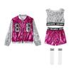 LOLANTA Hip hop Dance Outfits Girls Dancing Clothing Se Silver Sequin Jacket Shorts Sets Kids Stage Performances (RoseRed, 8-10) view 4