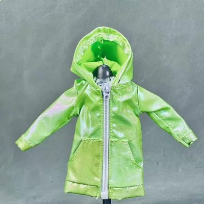 1/12 Scale Short Windbreaker Zipper Sunshirt Jacket for 6-inches Action Figure Body, Fashion Street Action Figure Dazzling Color Leather Coat 1/12 Bjd Clothing Costume (Fluorescent Green)
