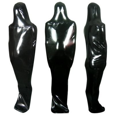 xxoiuw Chest Entry Black Latex Sleeping Bag Chest Zipper Body Bag Rubber Sleep Sack Open Nose Holes (Female, Small)