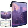 Gublec Card Binder, Fantasy Quite City Trading Card Holder with Zip & Clear Sleeves, Leather, Holds 400/900 Cards for Game Cards, Sports Cards view 1
