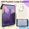 Gublec Card Binder, Fantasy Quite City Trading Card Holder with Zip & Clear Sleeves, Leather, Holds 400/900 Cards for Game Cards, Sports Cards view 2