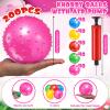Lenwen 200 Pcs Kids Knobby Balls 3.9 Inch Soft Bouncy Balls Bulk for Toddlers Inflatable Sensory Toys with Air Pump Spiky Massage Stress Toys for Kindergarten Playground Backyard Pool, 5 Color view 2