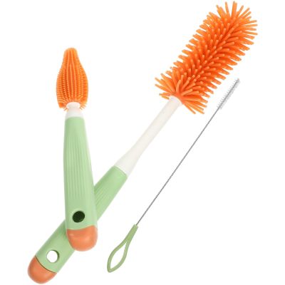 HEMOTON Bottle Cleaning Brush Set with Straw Brush and Silicone Nipple Cleaner for Bottles Green