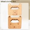 byepica 2 Pcs Wooden Kids Knife Set, Bear & Cat Shape, 4.7 In Kitchen Tools For Veggies Fruits, Beech Wood Safe Knife, Easy To Grip view 2