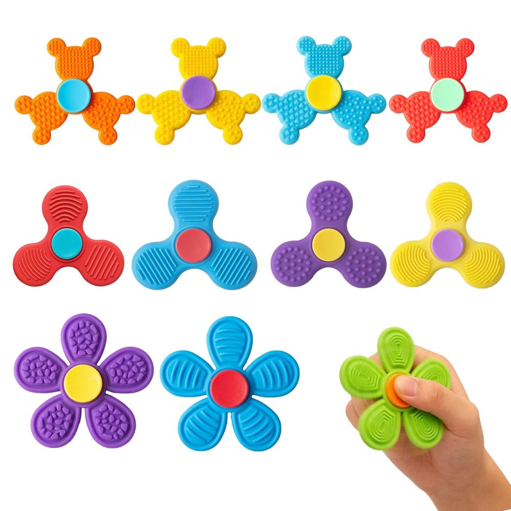 11PCS Silicone Spinners,Sensory Toys for Kids and Adults,Worry Stones for Anxiety,Quite Fidget Toys for Classroom, Prizes in Bulk for School, Classroom Prizes,Treasure Box Toys