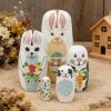 Easter Bunny Nesting Dolls, Educational Toy Set, Wooden, Russian Nesting Dolls, Spring Party Decorations, Charming Easter Design, for Kids Home Living Room Bedroom Playroom view 2