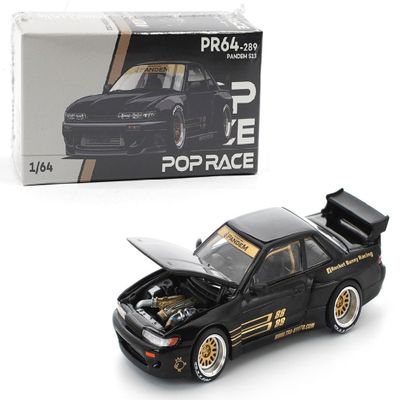 1:64 Diecast Model Car Compatible with Nissan Silvia S13 Pandem Black Limited Edition by Pop Race PR640289